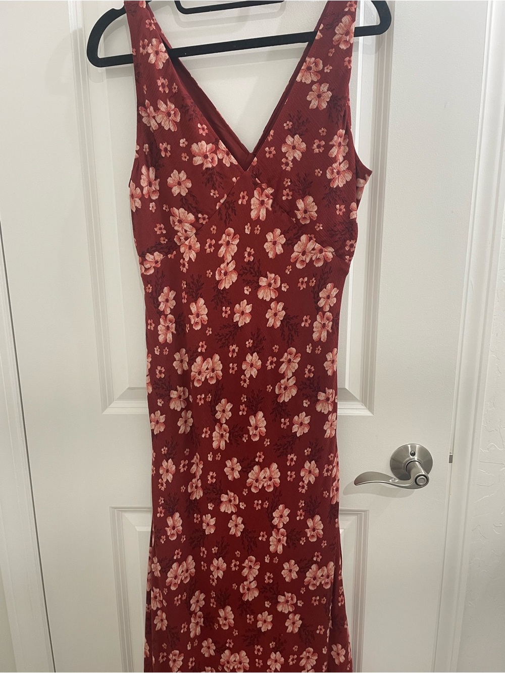 Floral V-Neck Dress in Burgundy